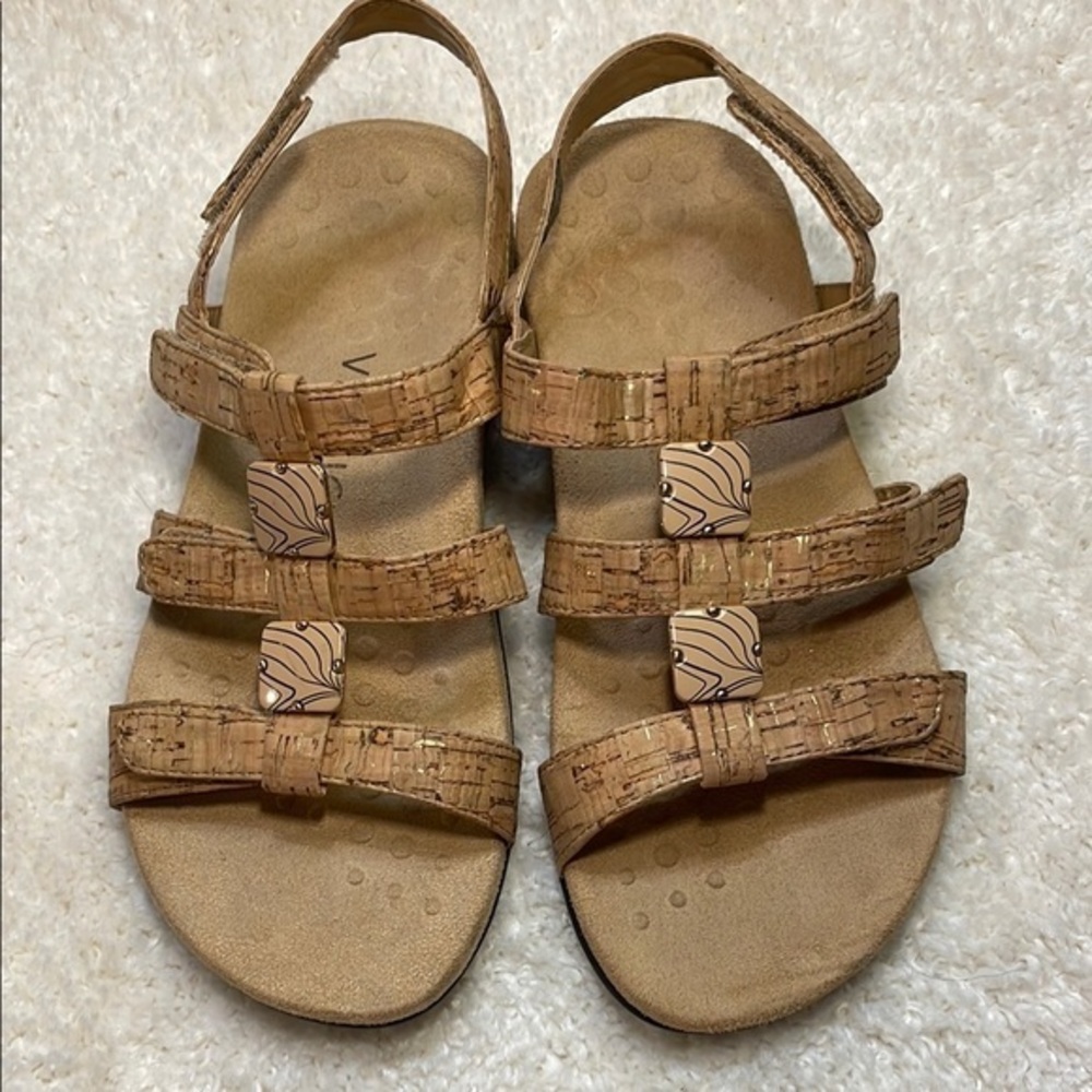 Vionic The Amber Cork Womens Tan Adjustable Straps, Podiatrist recommended Sz 6W
